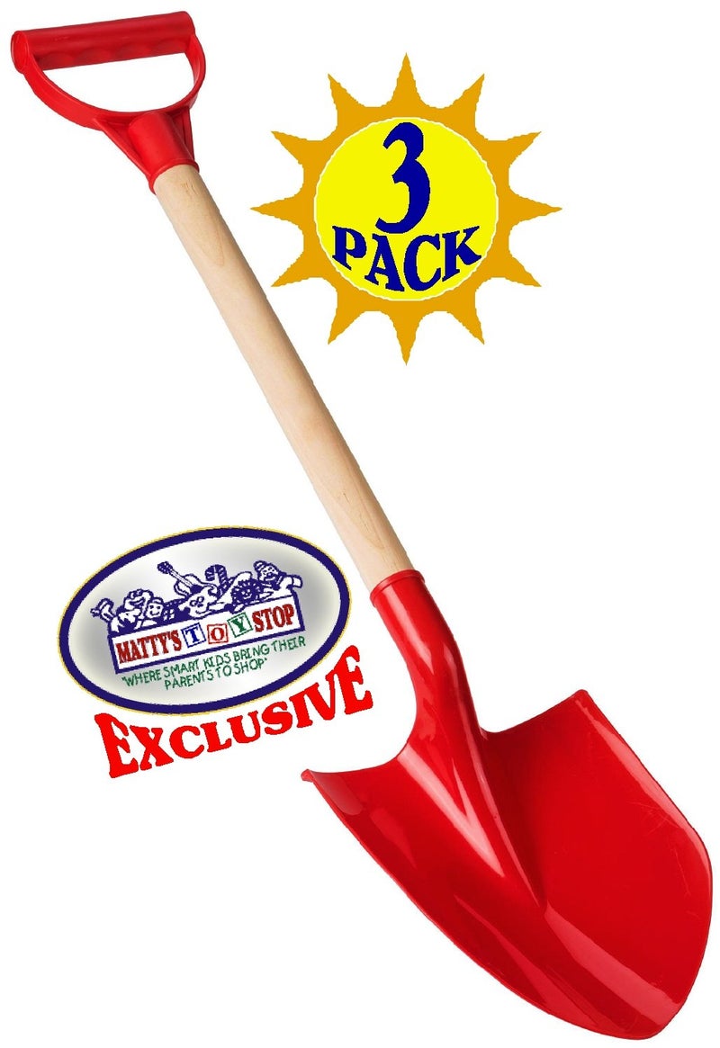 Matty's Toy Stop 31" Heavy Duty Wooden Kids Sand Shovels with Plastic Spade & Handle (Red, Blue & Green) Complete Gift Set Bundle - 3 Pack - Image 4