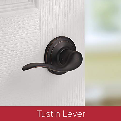 Kwikset Avalon Front Door Handle No Lock, Entry Handleset Exterior with Interior Reversible Handed Lever, Non-Locking, Venetian Bronze, Deadbolt Not Included, with Microban Protection - Image 4