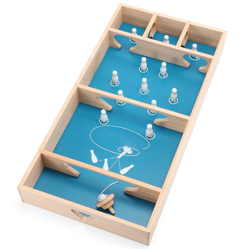 Motionchic 1 Sets 236 x 118 Inches Table Top Skittles Game Wooden Bowling Board Game Fun Board Games for Adults for Family Indoor and Outdoor Games - Image 3