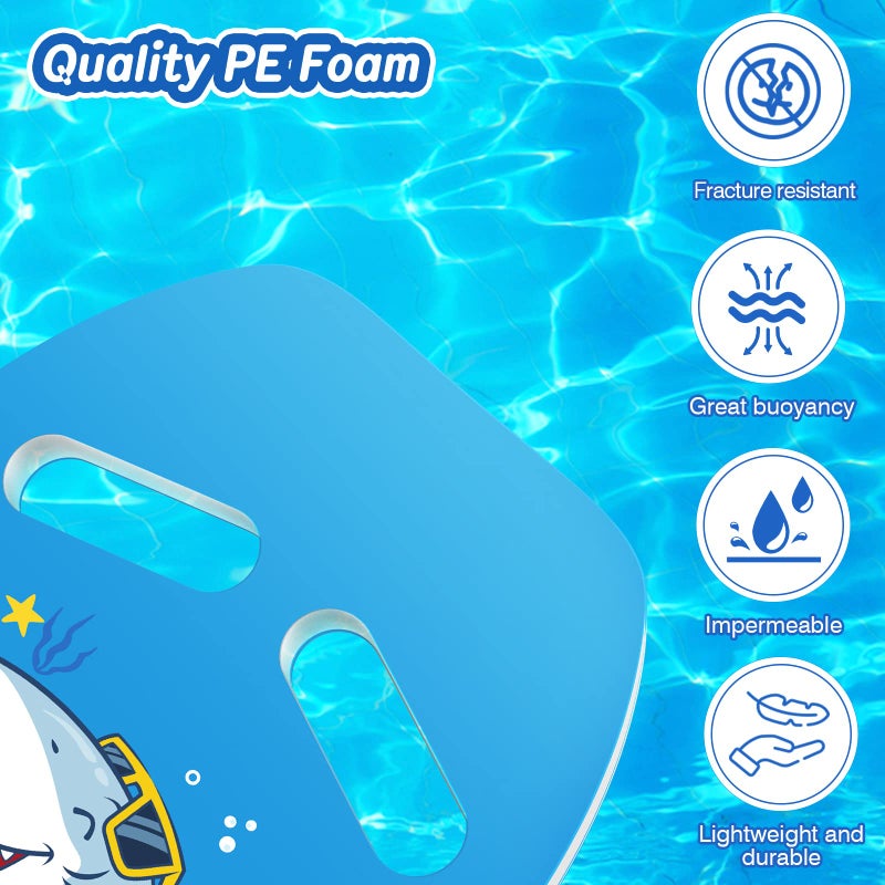MoKo Swim Kickboard, Cartoon Mermaids Swimming Training Kick Board Pool Exercise Equipment Promote Natural Swimming Position Water Fun Tool for Kids, Shark Blue - Image 3