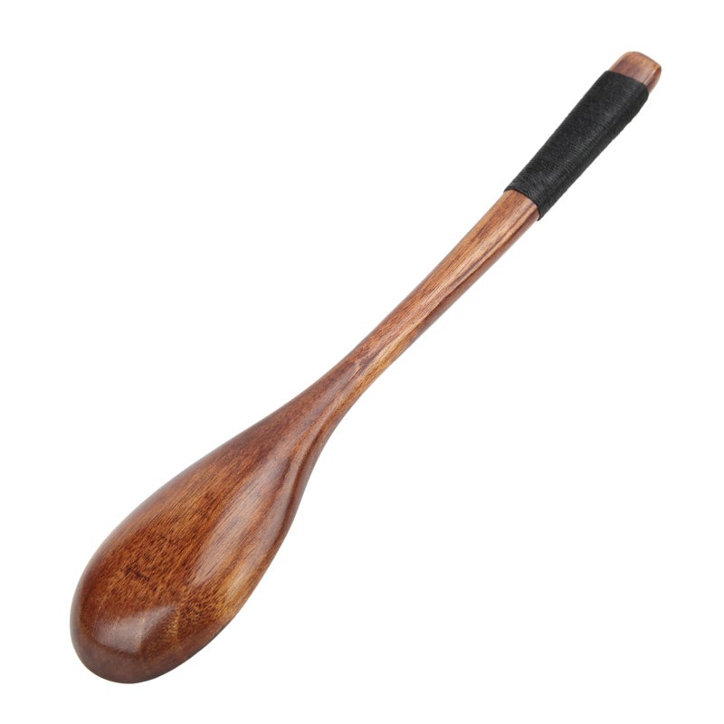 Beech Wood Spoons 6.7 Inch Long Handle Wooden Spoons with String Winding Grip - Eco Friendly Small Wooden Mixing Spoons for Soups Salads Yogurt - Image 5