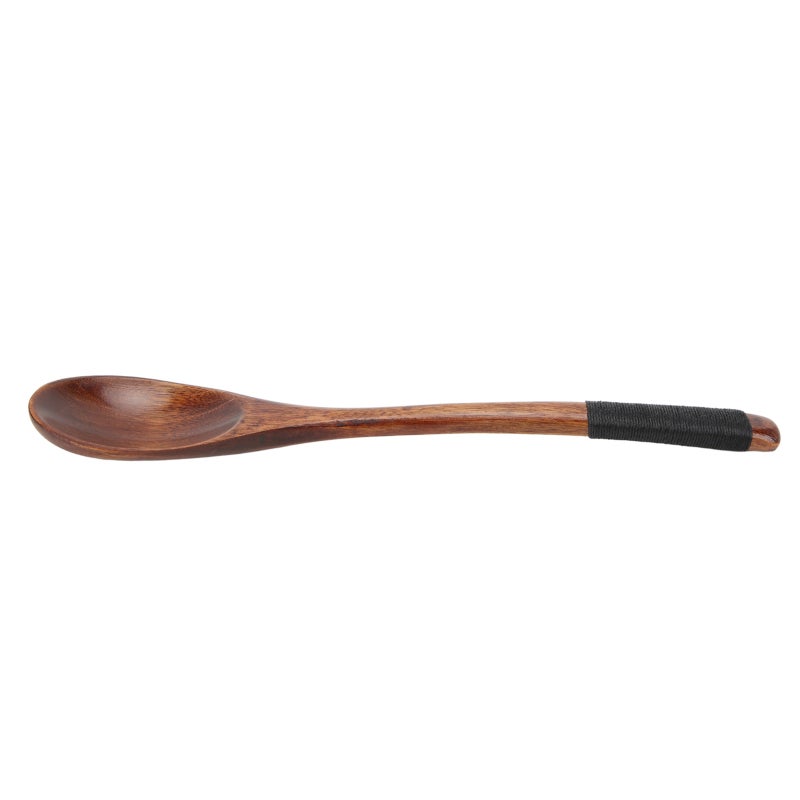 Beech Wood Spoons 6.7 Inch Long Handle Wooden Spoons with String Winding Grip - Eco Friendly Small Wooden Mixing Spoons for Soups Salads Yogurt - Image 4