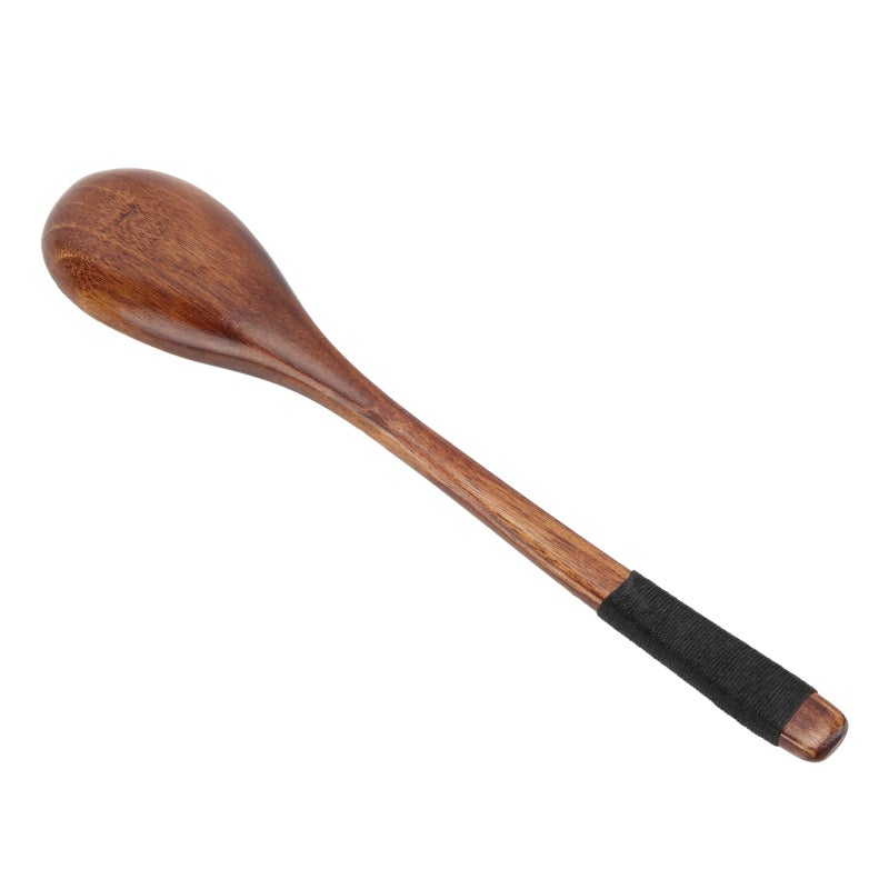 Beech Wood Spoons 6.7 Inch Long Handle Wooden Spoons with String Winding Grip - Eco Friendly Small Wooden Mixing Spoons for Soups Salads Yogurt - Image 2