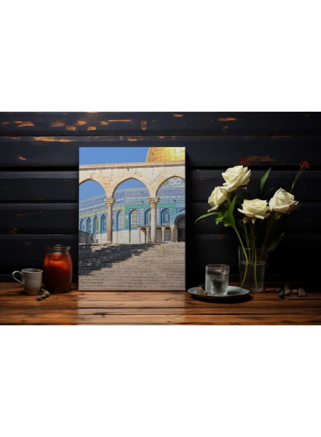 هوم جاليري قوس قبة الصخرة مسجد إسلامي مطبوع على لوحة جدارية من القماش - Image 5