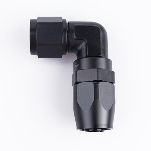 AC PERFORMANCE 16 AN 90 Degree Low Profile Forged Swivel Elbow Hose End Fitting Aluminum Black - Image 1