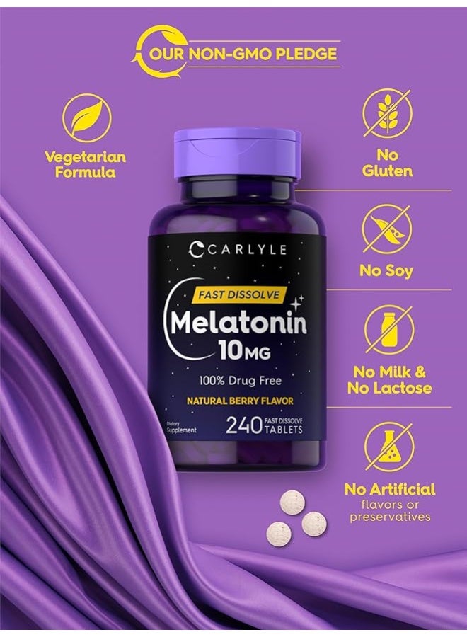Carlyle Melatonin 10mg | 240 Pills | Berry Flavor | Fast Dissolve Tablets - Image 3