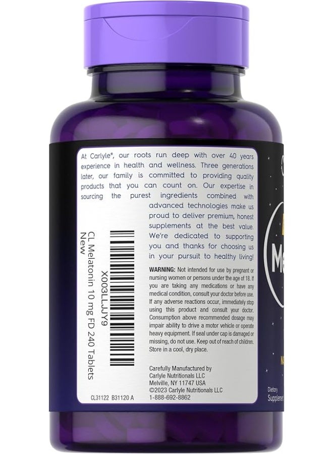 Carlyle Melatonin 10mg | 240 Pills | Berry Flavor | Fast Dissolve Tablets - Image 4
