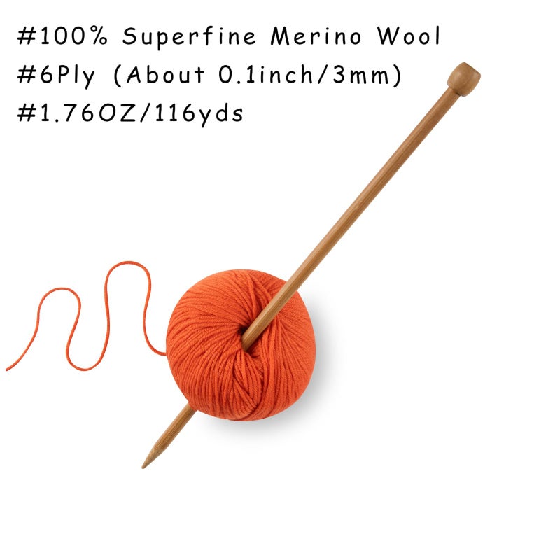 Gisimo 100% Merino Wool Yarn, 6-Ply Luxurious and Soft Yarn for Hand Knitting & Crocheting, 1.76 OZ/50g, 127 yds/116 Meters(Brick Orange, 1 Ball) - Image 3