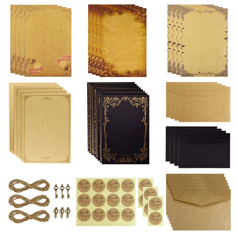 Dxhycc Vintage Stationary Paper and Envelopes Set, Aged Paper Writing Paper Stationery Set for Writing Printing - Image 1