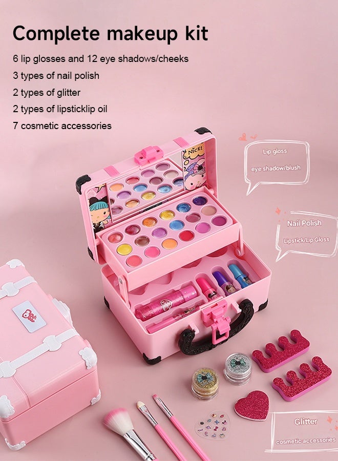 Kids Makeup Kit for Girl - 32 PCS Safe and Washable Makeup for Kids, Real Girls Makeup Kit, Toddler Makeup Kit with Cosmetic Case, Girls Toys Age 4-12, Princess Toys Birthday Gifts for Girls - Image 5
