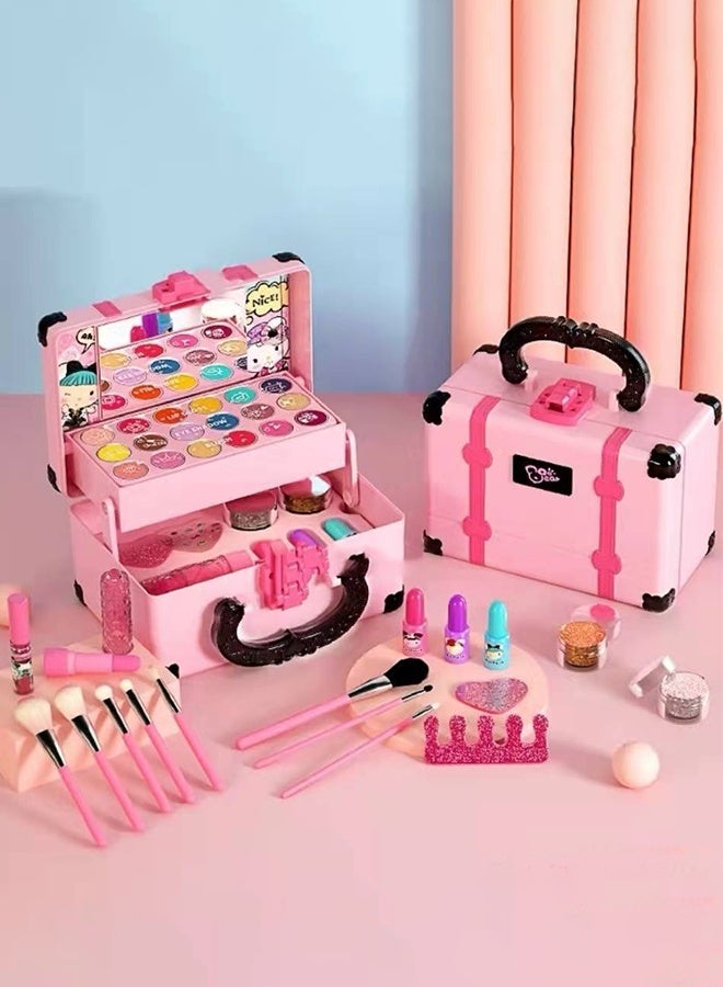 Kids Makeup Kit for Girl - 32 PCS Safe and Washable Makeup for Kids, Real Girls Makeup Kit, Toddler Makeup Kit with Cosmetic Case, Girls Toys Age 4-12, Princess Toys Birthday Gifts for Girls - Image 1