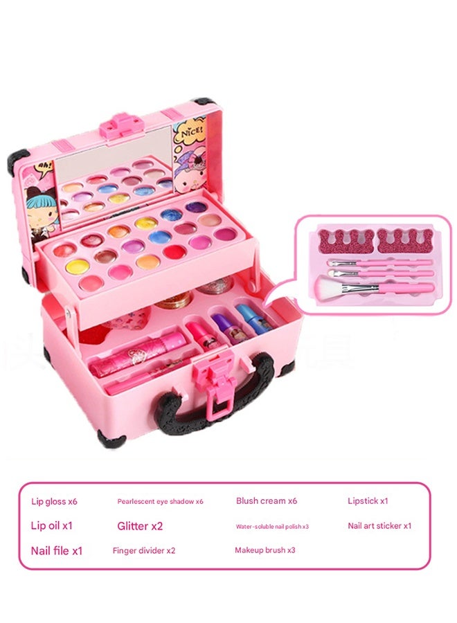 Kids Makeup Kit for Girl - 32 PCS Safe and Washable Makeup for Kids, Real Girls Makeup Kit, Toddler Makeup Kit with Cosmetic Case, Girls Toys Age 4-12, Princess Toys Birthday Gifts for Girls - Image 4