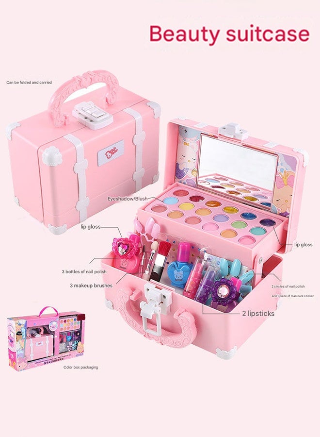Kids Makeup Kit for Girl - 32 PCS Safe and Washable Makeup for Kids, Real Girls Makeup Kit, Toddler Makeup Kit with Cosmetic Case, Girls Toys Age 4-12, Princess Toys Birthday Gifts for Girls - Image 2