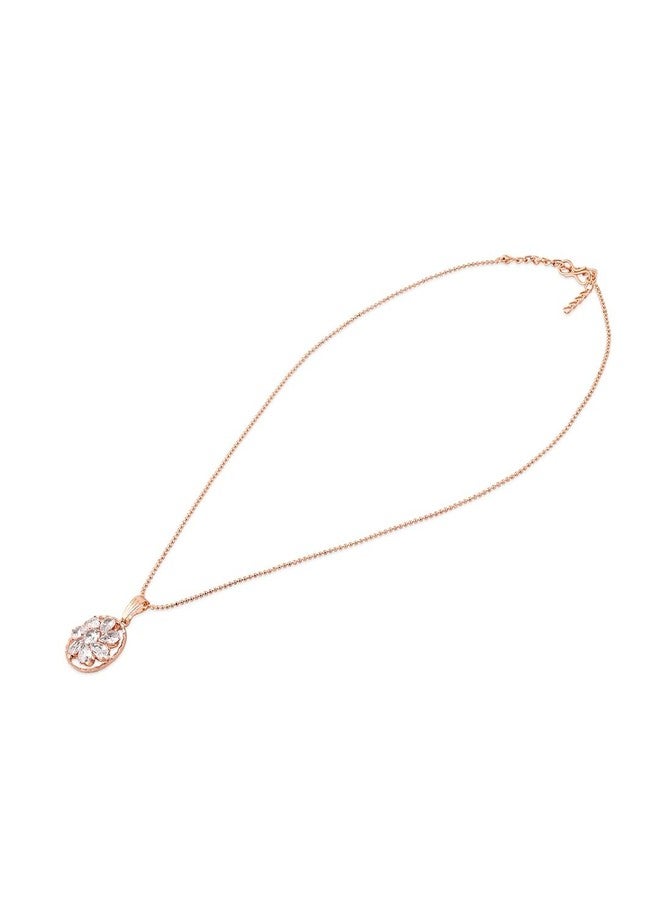 Ami Rose Gold Contemporary Cubic Zirconia Embellished Pendant and Chain For Women-ZPFK20448 - Image 4