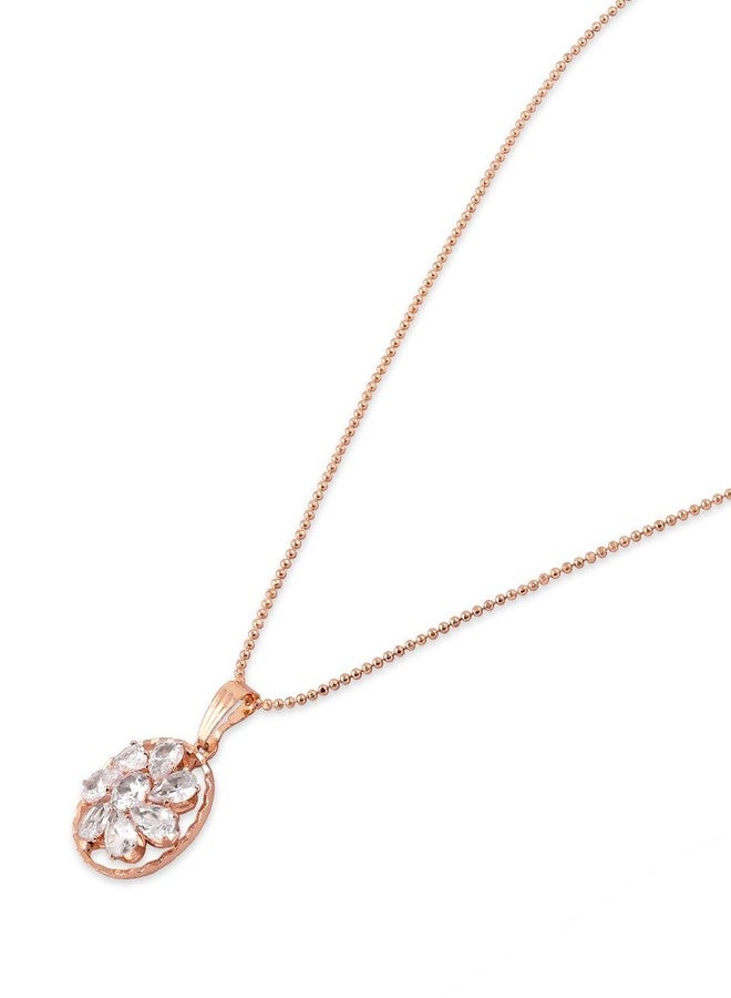 Ami Rose Gold Contemporary Cubic Zirconia Embellished Pendant and Chain For Women-ZPFK20448 - Image 5