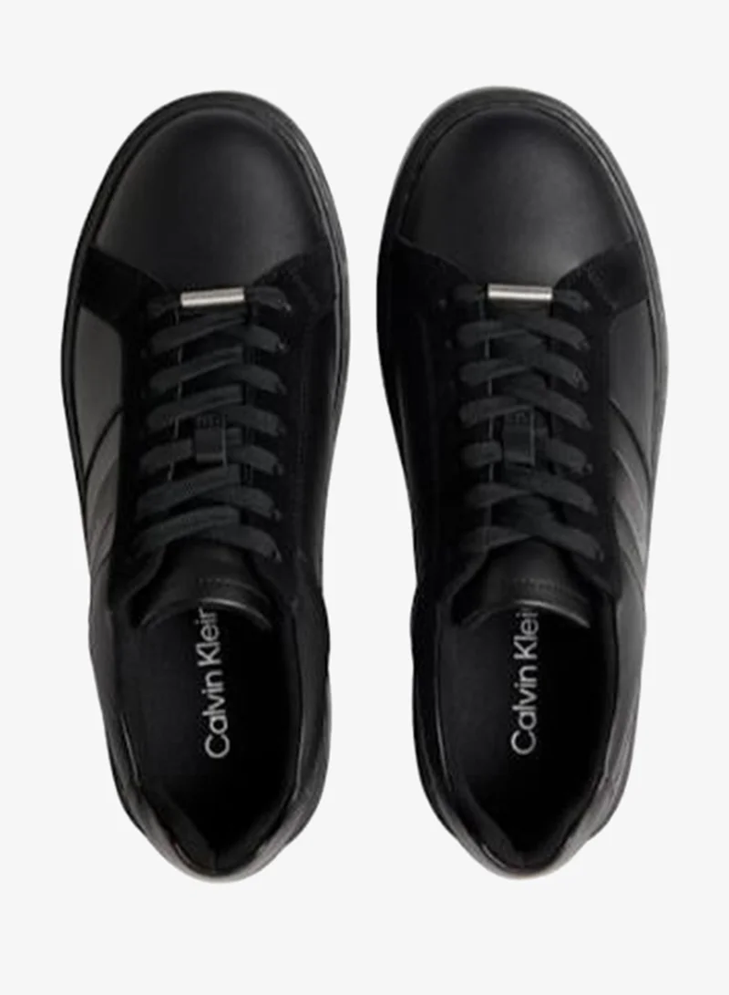 Calvin Klein Triple Black Leather Logo Tape Sneakers for Men | Best Price UAE