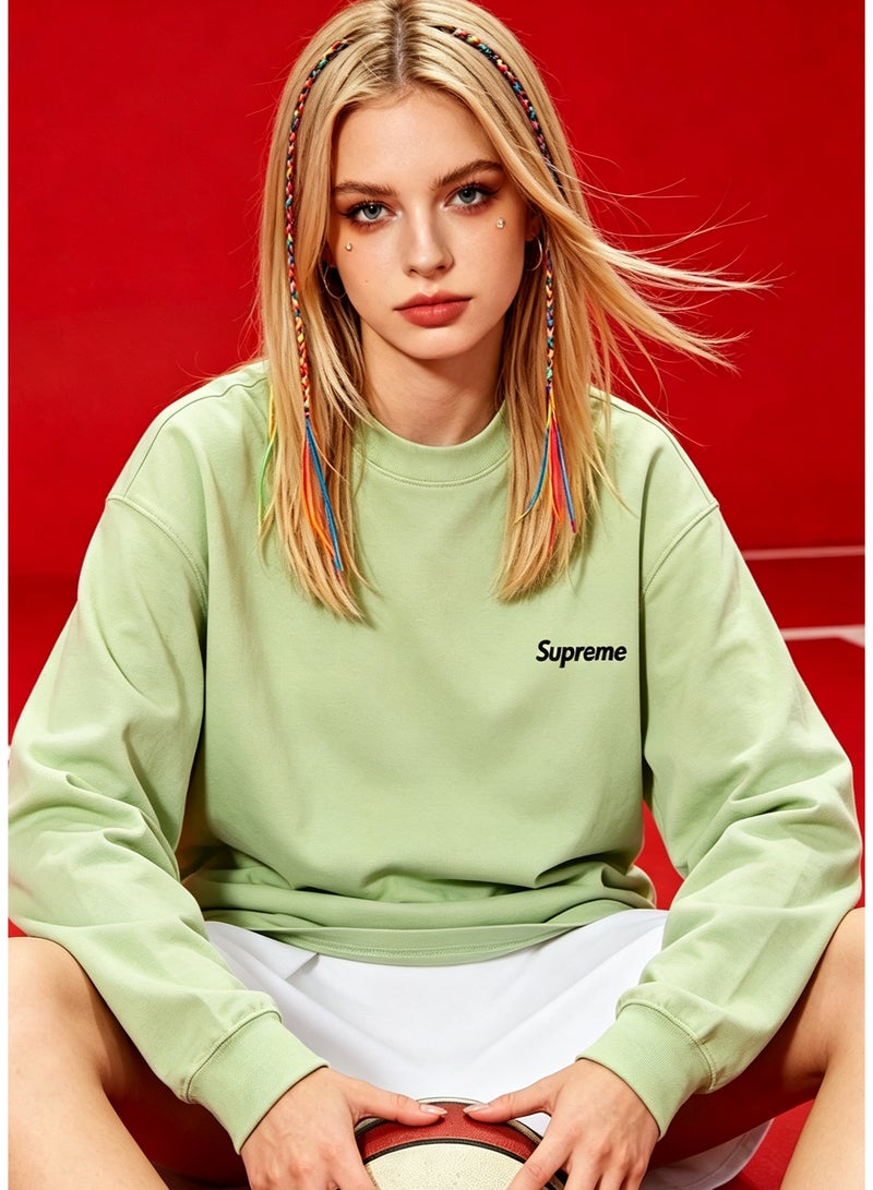 SUPREME men and women spring and autumn cotton loose long sleeve T-shirt - Image 5