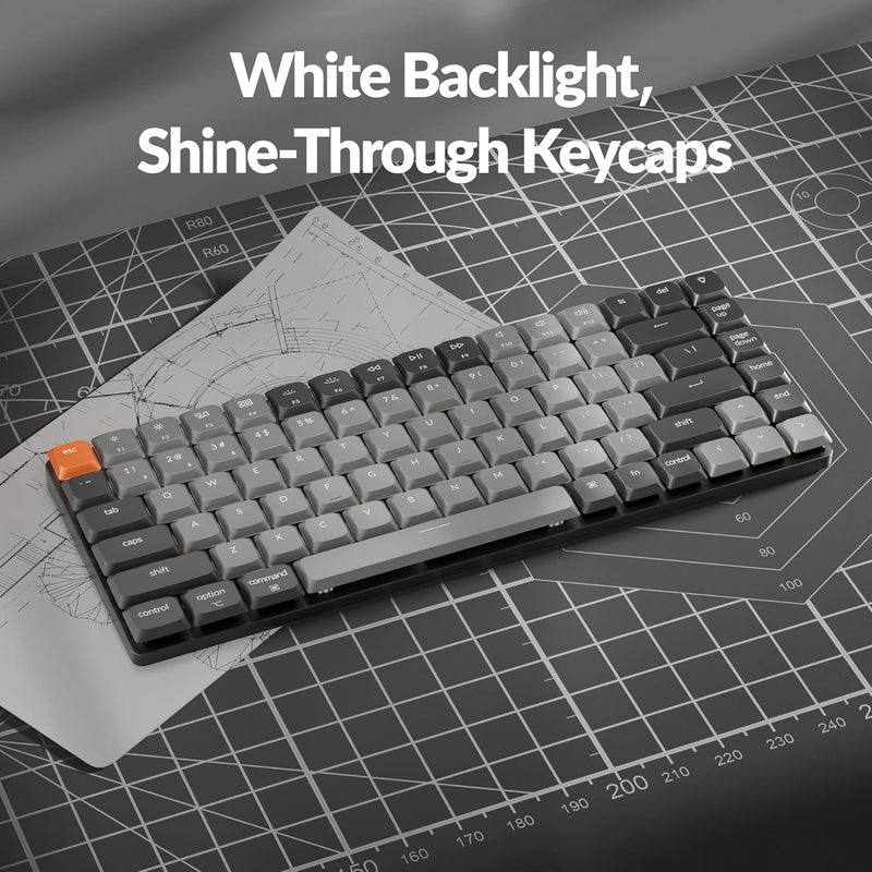 Keychron لوحة مفاتيح ميكانيكية لاسلكية منخفضة الارتفاع K3 الإصدار 3، تخطيط 75% قابلة للبرمجة QMK بلوتوث 5.2/سلكية، إضاءة خلفية بيضاء مع مفاتيح شفافة لمستخدمي ماك وويندوز ولينكس - Image 5