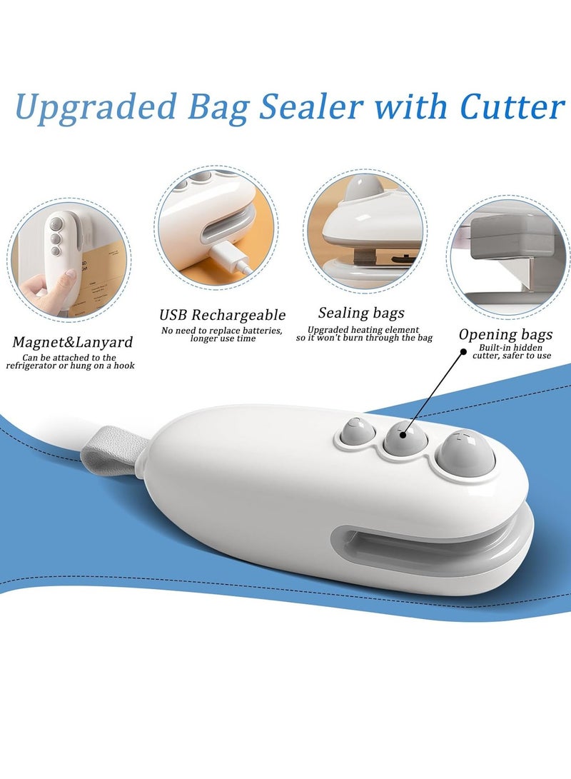 general Mini Bag Sealer with Cutter, 2 in 1 Chip Bag Sealer, Rechargeable Bag Sealer Heat Seal, Portable Resealer Machine for Plastic Bags Food Storage Snacks Freshness (Blue,1pack) - Image 2
