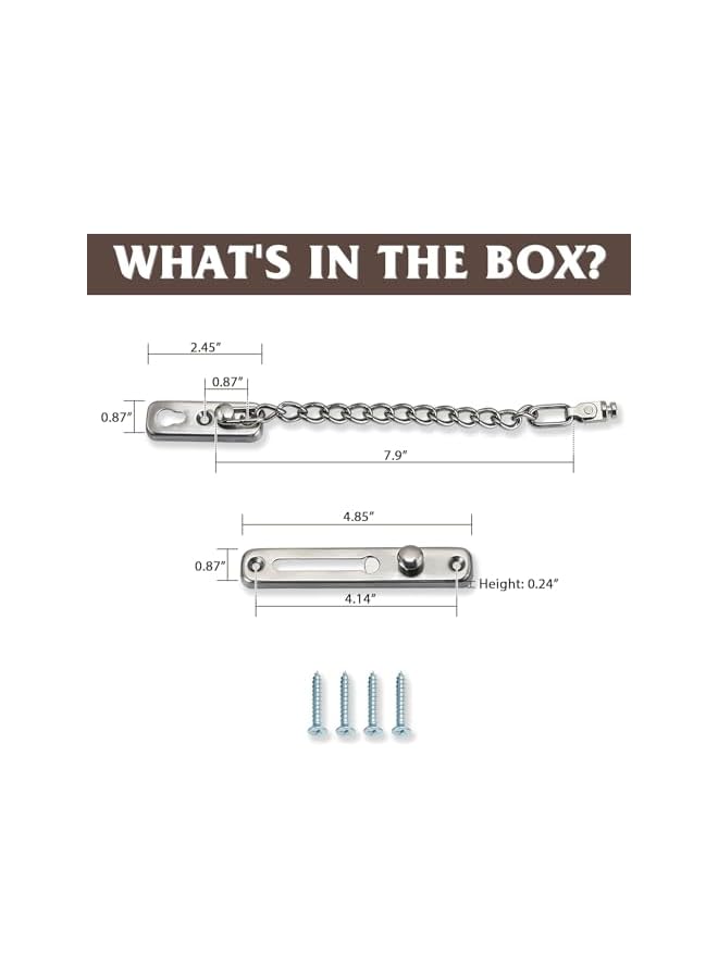 PROMASS Chain Door Guard Lock，Door Chain Locks with Safety Spring Anti-Theft Press Latch,Chain Locks for Inside Door and Extra Front Door Lock, Brushed Nickel - Image 2