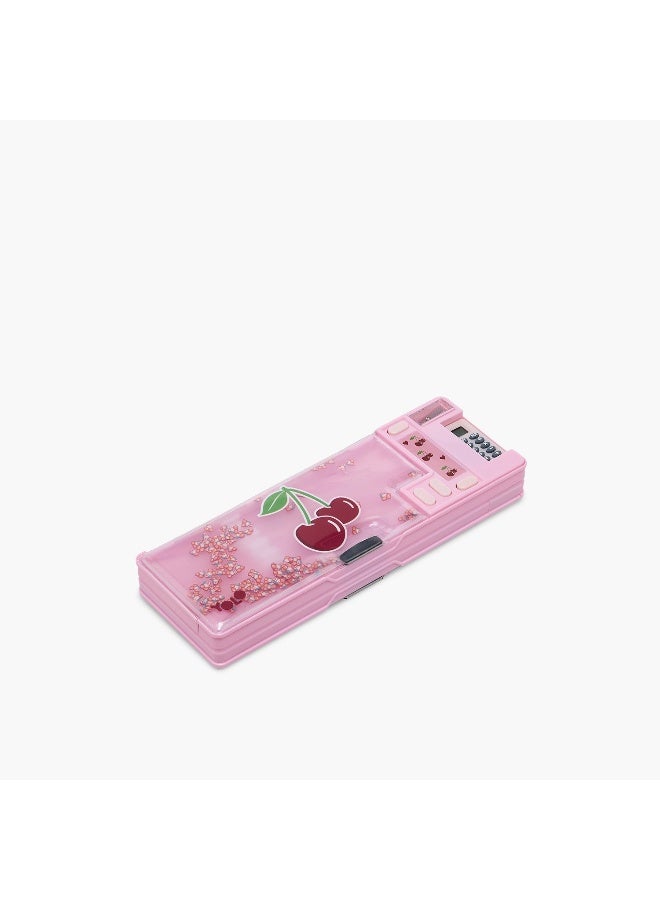YOLO Pencil Case-Cherry-2 Cmprts- (Plastic) Pink \ 3.8X26X9.5 - Image 4