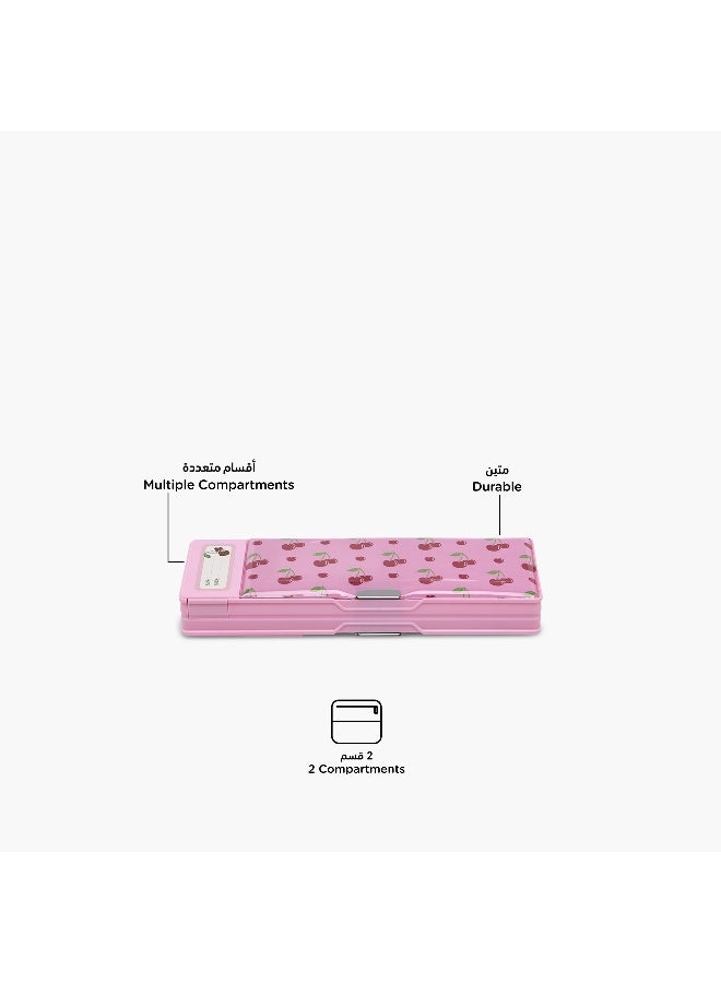 YOLO Pencil Case-Cherry-2 Cmprts- (Plastic) Pink \ 3.8X26X9.5 - Image 3