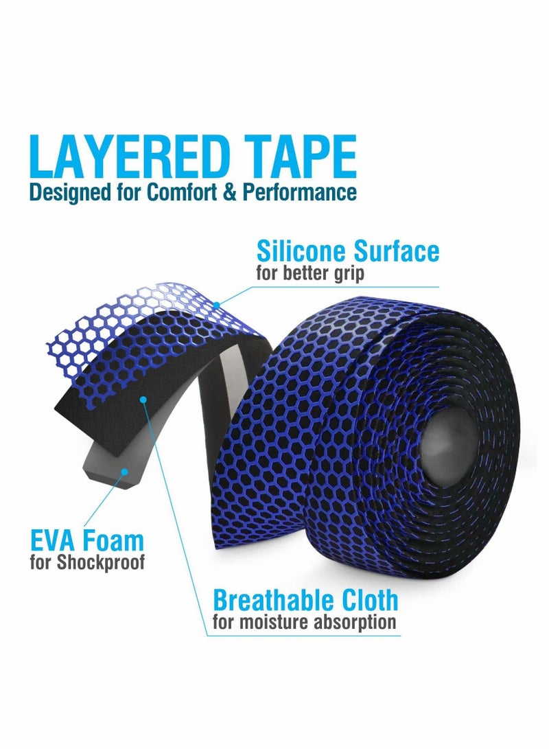 Y&D Bike Handlebar Tapes, Hex Tape, Road Bicycle Bar Handle Wraps 2 Rolls for Bikes and Cycling (Blue)  - Image 2