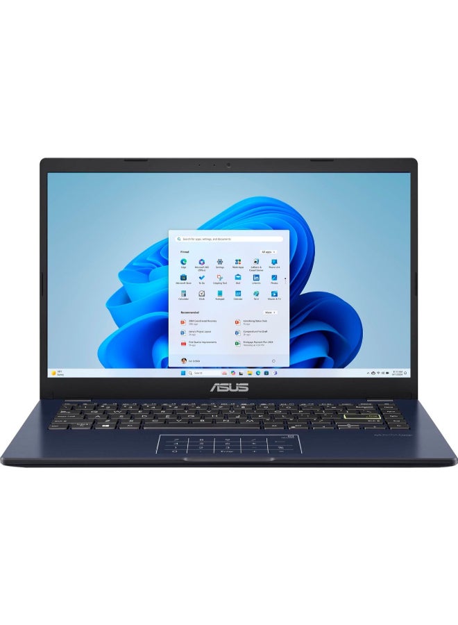 أسوس كمبيوتر محمول E410KA بشاشة FHD مقاس 14 بوصة ومعالج Celeron N4500 وذاكرة وصول عشوائي 4 جيجابايت ومحرك أقراص SSD سعة 64 جيجابايت وبطاقة رسومات Intel HD وWindows 11 - Image 1