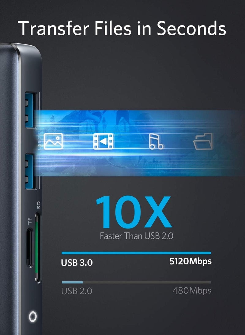 Anker 553 USB-C Hub, 8-in-1 USB C Dock, Dual 4K HDMI USB C to USB Adapter, 1 Gbps Ethernet USB Hub, 100W Power Delivery, SD Card Reader for MacBook Pro, XPS and More - Image 5