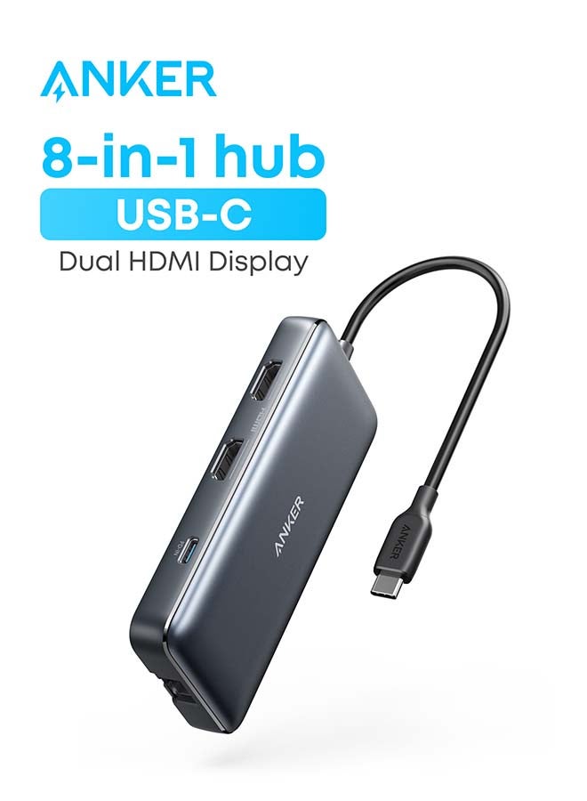 موزع USB-C 553، قاعدة توصيل USB C 8 في 1، محول HDMI USB C إلى USB بدقة 4K، موزع USB Ethernet بسرعة 1 جيجابت في الثانية، توصيل طاقة 100 وات، قارئ بطاقات SD لأجهزة MacBook Pro وXPS والمزيد - Image 1