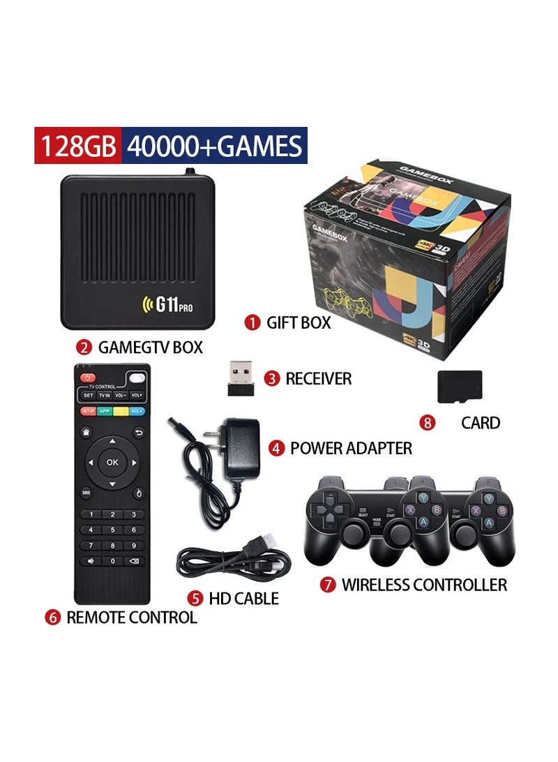 AROAQ G11 Pro Game Box 4K HD TV Game Stick Video Game Console 128G Built in 40000 Retro Games Portable Game Player Wireless Gamepad - Image 1
