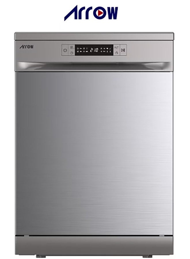 Arrow 15-Setting Dishwasher, 8 Programs, LED Display, Quiet 49dB, Automatic Door Open, Child Lock, Stainless Steel Interior, Dual Zone Wash | RO-15DWGS - Image 1