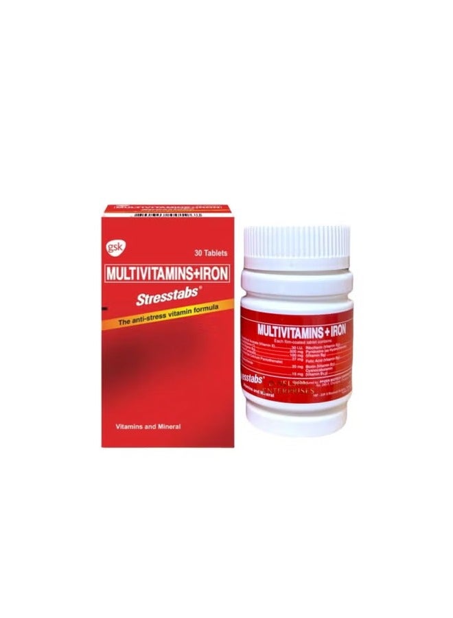 StressTabs Multivitamin & Iron - Anti-Stress Vitamin Formula, Collagen, Tablets