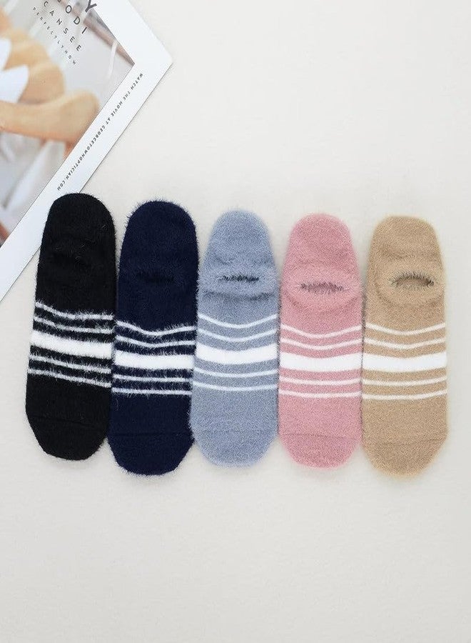 JMP Woolen Fuzzy Cute Cartoon Strip face Winter Socks For Girls -Cozy Socks for Girl, Cute Socks, Warm Socks (Pack Of 5) - Image 5