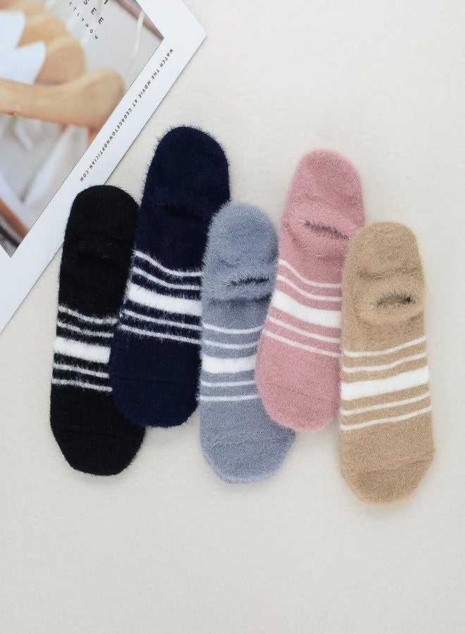 JMP Woolen Fuzzy Cute Cartoon Strip face Winter Socks For Girls -Cozy Socks for Girl, Cute Socks, Warm Socks (Pack Of 5) - Image 4