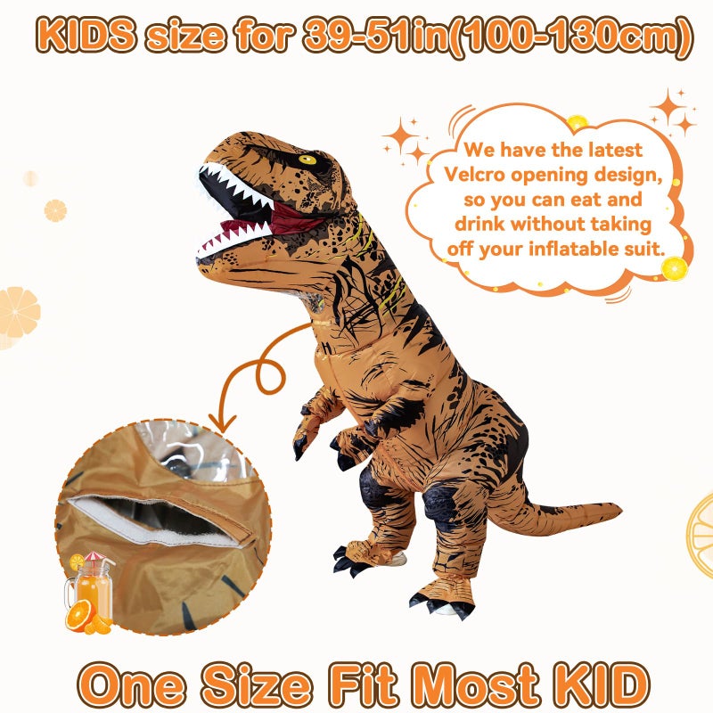 Servllcell Inflatable Dinosaur Costume for Kids,Halloween Costumes T Rex Blow Up Costumes for Boys Girls,Funny Cosplay Party - Image 3