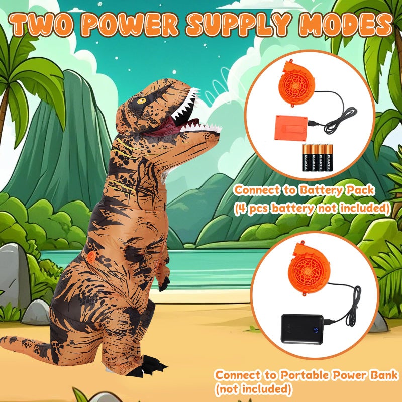 Servllcell Inflatable Dinosaur Costume for Kids,Halloween Costumes T Rex Blow Up Costumes for Boys Girls,Funny Cosplay Party - Image 4