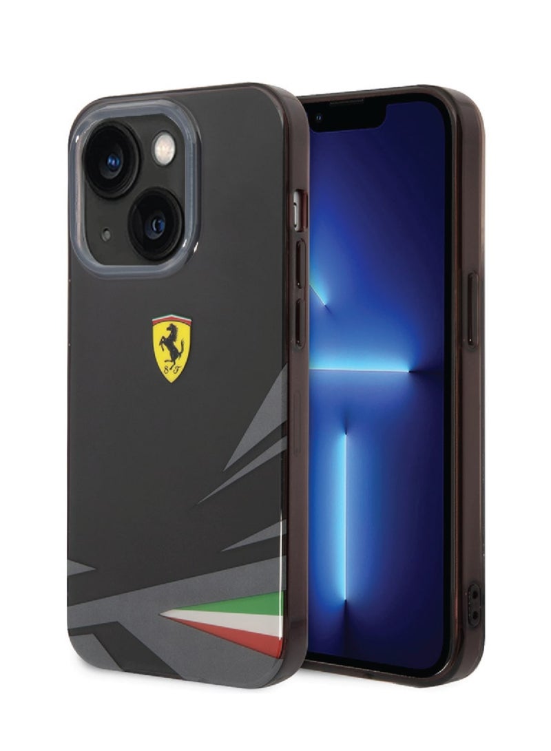 Ferrari iPhone 14 Case PC/TPU Back Cover with Double Layer Print / Lifted Ring Case / Double Layer Grass Print / Slim Profile / Easy Snap-On / Drop & Bumper Protection- Black - Image 5