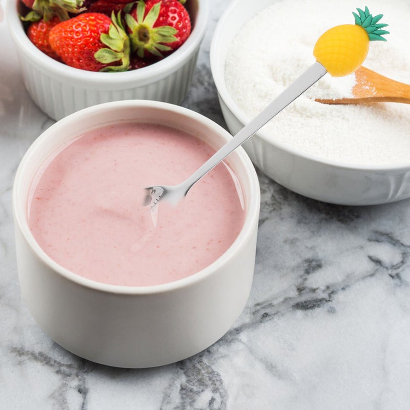 5pcs Stainless Steel Fruit Spoon Dessert Spoon Cake Spoon With Fruit Style Topper - Image 3
