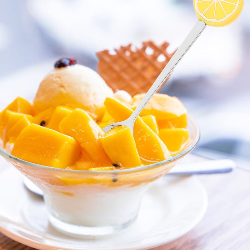 5pcs Stainless Steel Fruit Spoon Dessert Spoon Cake Spoon With Fruit Style Topper - Image 5