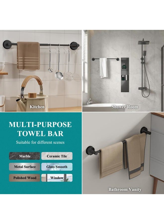 BKV Large Towel Bar for Bathroom Wall,Adjustable 17~29 Inch Towel Racks for Bathroom Wall Mounted,Towel Holder for Glass Shower Door,Bathroom Accessories,Apparment Essentials,Home Decor-Black - Image 2