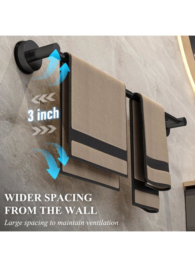 BKV Large Towel Bar for Bathroom Wall,Adjustable 17~29 Inch Towel Racks for Bathroom Wall Mounted,Towel Holder for Glass Shower Door,Bathroom Accessories,Apparment Essentials,Home Decor-Black - Image 3