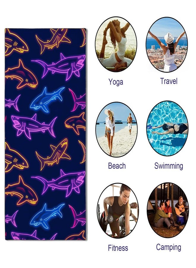 OHTMTHO Colorful Sharks Beach Towel Oversized 36"x72" Quick Dry Microfiber Towels Pool Accessories Cruise Essentials Vacation Gifts Summer Must Haves for Swimming Camping Travel - Image 5