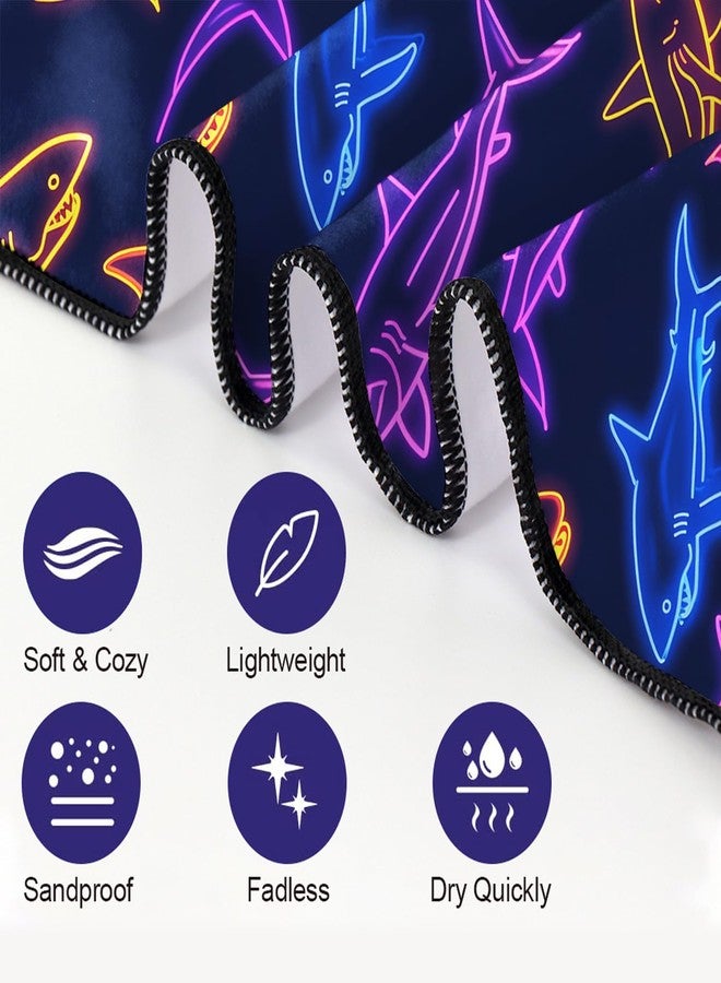OHTMTHO Colorful Sharks Beach Towel Oversized 36"x72" Quick Dry Microfiber Towels Pool Accessories Cruise Essentials Vacation Gifts Summer Must Haves for Swimming Camping Travel - Image 3