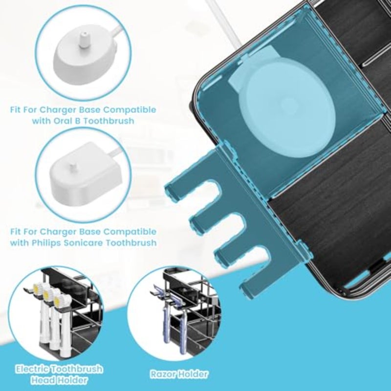 Toothbrush Holders Instant-Drying Organizer - Bathroom Countertop/Wall Mounted Electric Toothbrush Holder - Toothbrush Head Toothpaste Holder Bathroom Counter Organizers Storage - Image 4