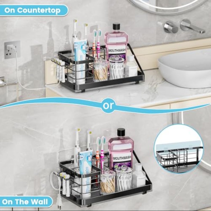 Toothbrush Holders Instant-Drying Organizer - Bathroom Countertop/Wall Mounted Electric Toothbrush Holder - Toothbrush Head Toothpaste Holder Bathroom Counter Organizers Storage - Image 2