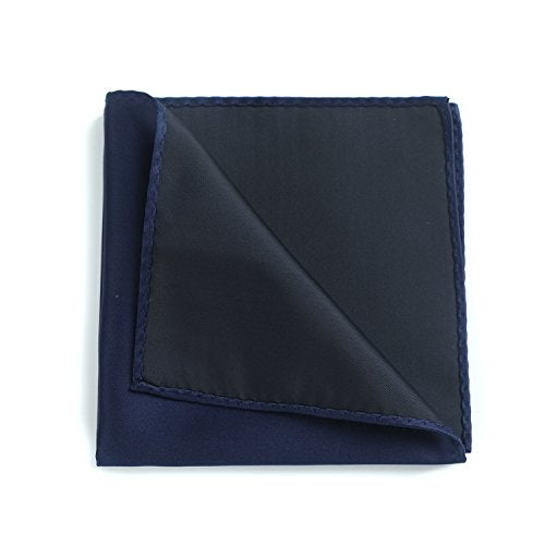 fortunatever Mens Solid Satin Neckties With Gift Box+Pocket Square(Navy Blue) - Image 4