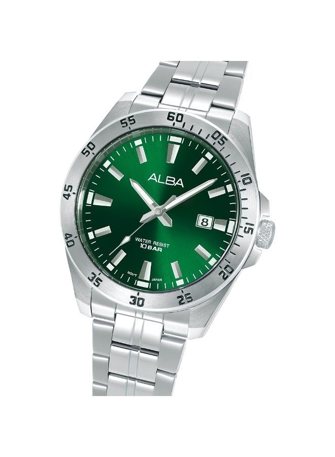 Alba Active Men’s Watch AS9V43X1, 43 mm Green Dial, Stainless Steel Case & Bracelet, 100 m WR - Image 3