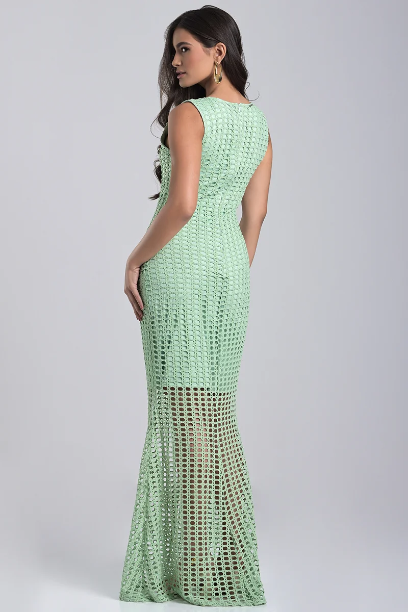 Carmen Steffens  Long Mermaid Dress in Sweet Herb Green for Women | Best Price UAE