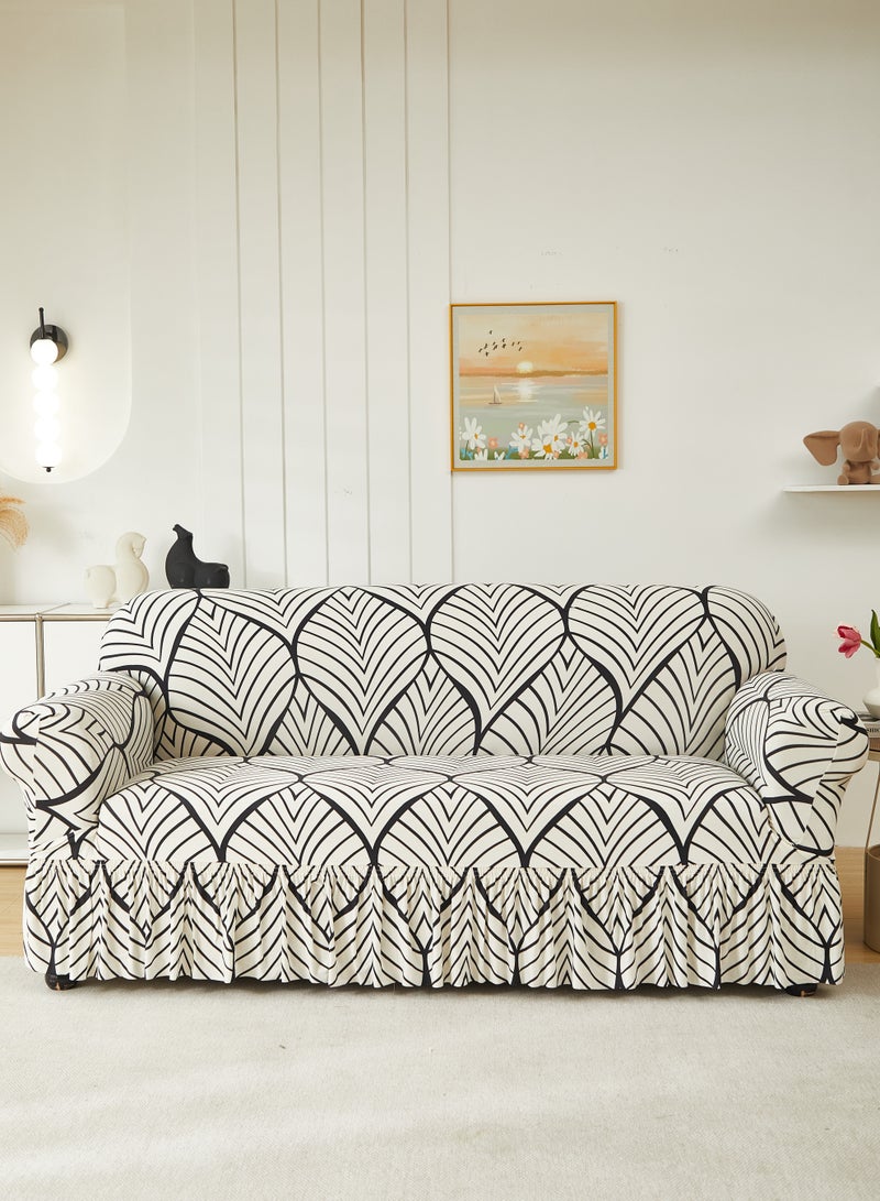 DUNISO غطاء أريكة، غطاء واقي مطاطي مزخرف للأريكة، غطاء أثاث مضاد للانزلاق، مقاوم للتلوث والتآكل، تصميم تنورة، مناسب لجميع الفصول، ثلاثة مقاعد، من 190 إلى 230 سنتيمتر - Image 1
